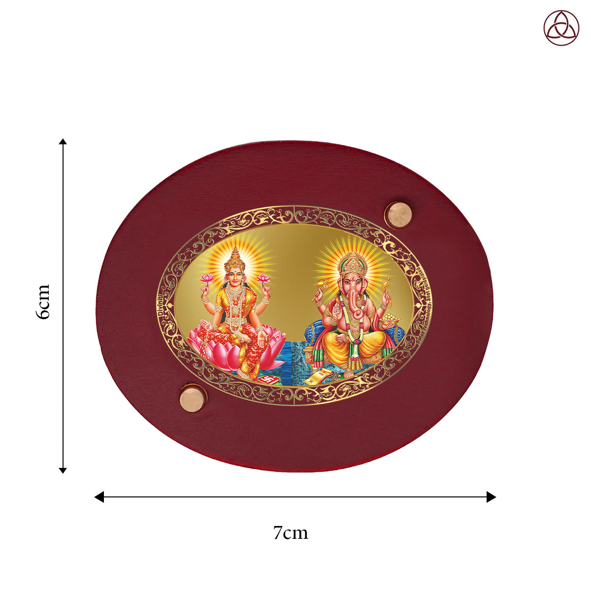 Lakshmi & Ganesha Car Dashboard & Tabletop Photo Frame, 24K gold-plated, 7x6 cm, intricate design.