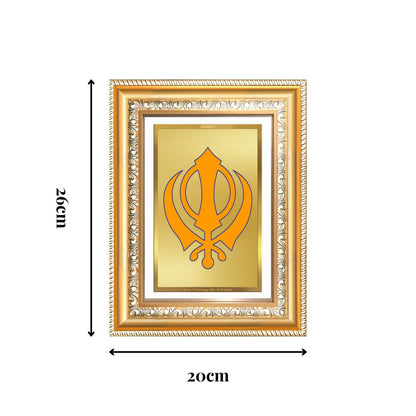 Diviniti 24K Gold Plated Khanda Sahib (Classic) Divine Wall Frame for Home Mandir & Office Decor | Luxury Spiritual Gift