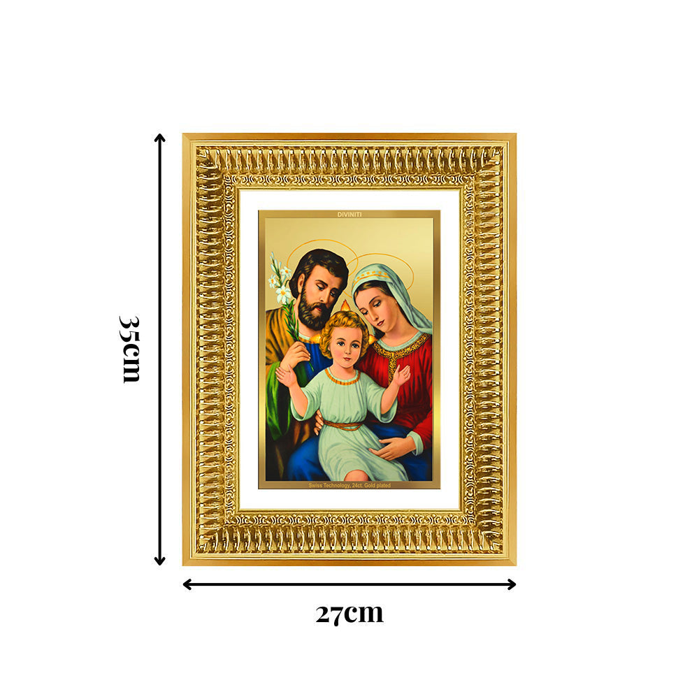 Diviniti 24K Gold Plated Holy Family (Classic) Divine Wall Frame for Home Mandir & Office Decor | Luxury Spiritual Gift