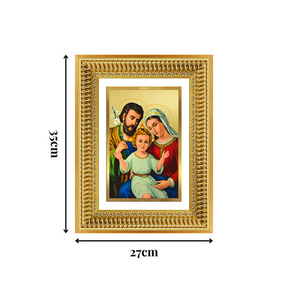 Diviniti 24K Gold Plated Holy Family (Classic) Divine Wall Frame for Home Mandir & Office Decor | Luxury Spiritual Gift