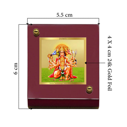 Diviniti 24K Gold Plated Lord Panchmukhi Hanuman Frame For Car Dashboard, Home Decor, Puja (MDF 1B)(5.5 x 6.5 CM)