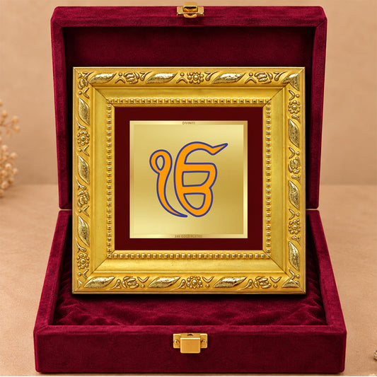 24K Gold-Plated Ik Onkar Frame | Premium Gift Box | 10x10 CM