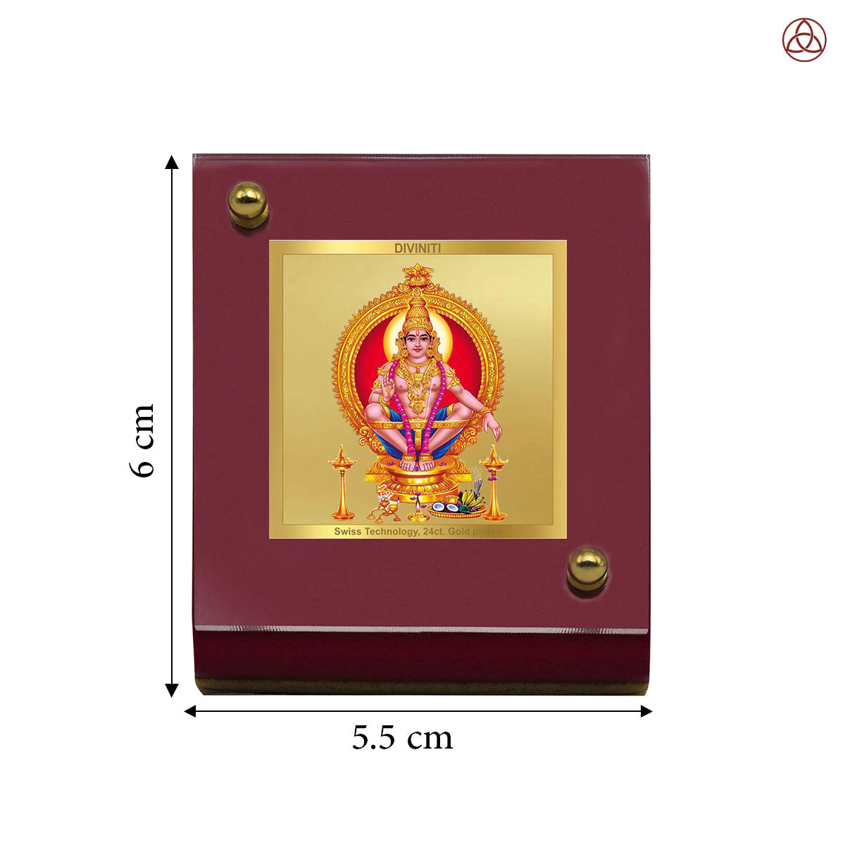Ayyappan | Divine Lord Ayyappa Car Dashboard & Tabletop Photo Frame in 24K Gold Plated Foil