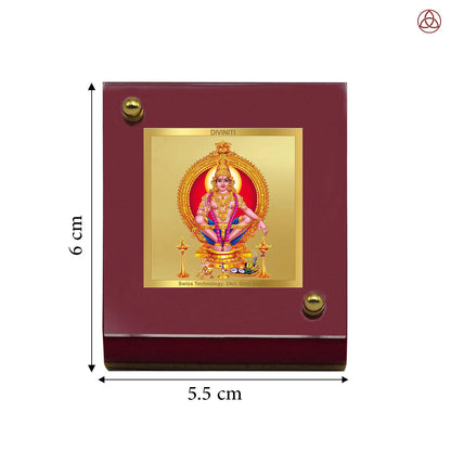 Ayyappan | Divine Lord Ayyappa Car Dashboard & Tabletop Photo Frame in 24K Gold Plated Foil