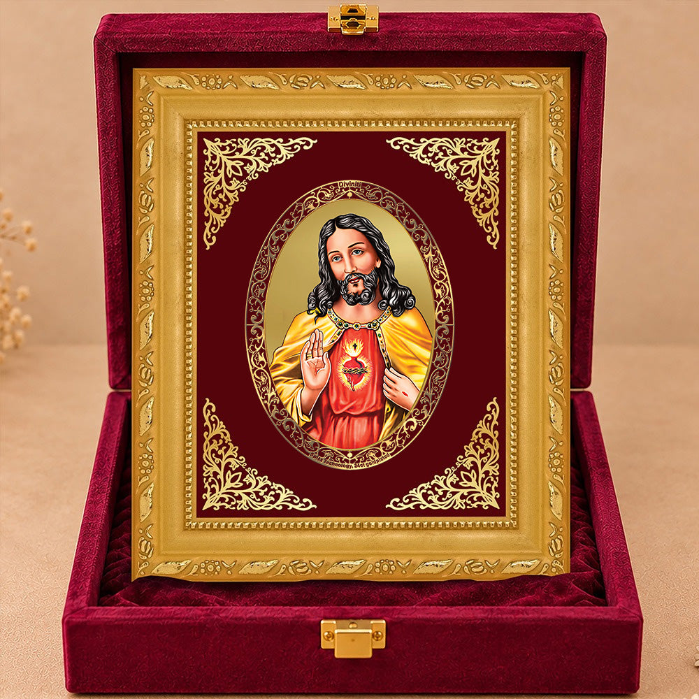 24K Gold-Plated Jesus Christ BG Frame | Premium Gift Box | 16 X 13.5 CM