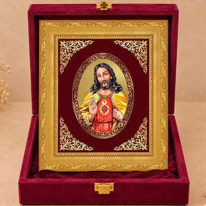 24K Gold-Plated Jesus Christ BG Frame | Premium Gift Box | 16 X 13.5 CM