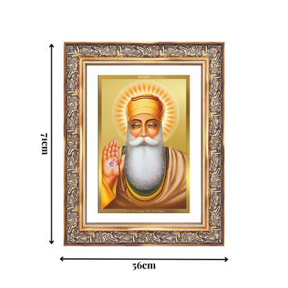 Diviniti 24K Gold Plated Guru Nanak Dev Ji (Classic) Sacred Sikh Wall Frame for Home Decor & Office Ambiance | Premium Spiritual Gift