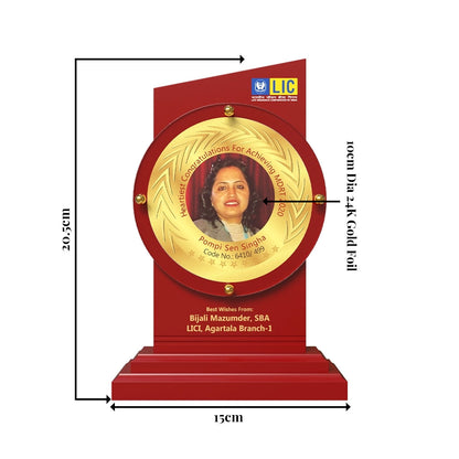 Diviniti MDF Trophy with Image Printed on 24K Gold Plated Foil | Premium Personalized Award | Luxury Photo Plaque