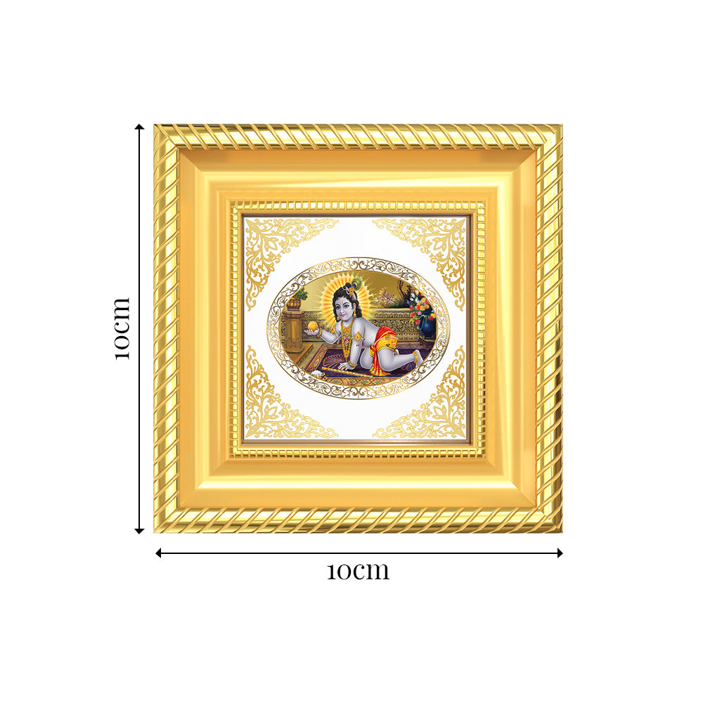 Laddu Gopal | Divine Child Krishna Royal Tabletop Photo Frame in 24K Gold Plated Foil