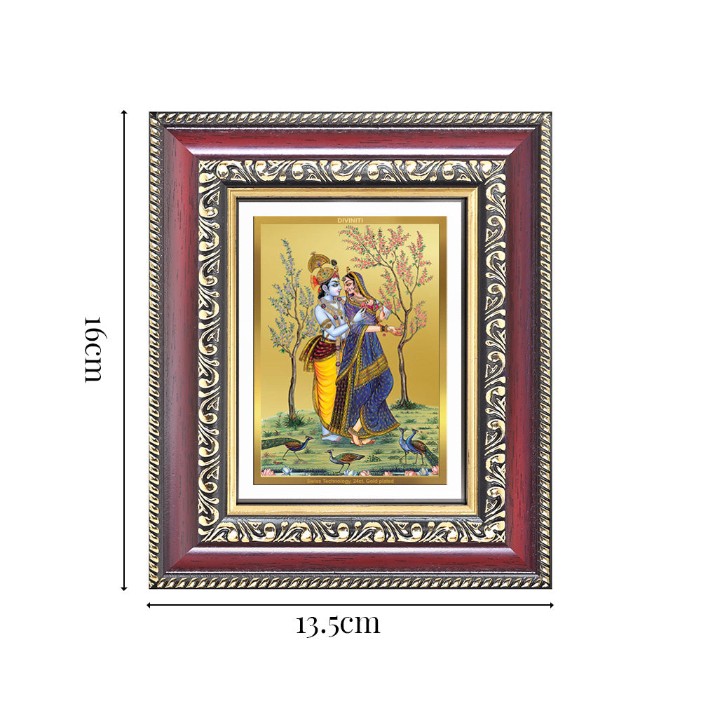 Diviniti 24K Gold Plated Radha Krishna (Classic) Divine Table Top Frame for Home Mandir & Office Decor | Luxury Spiritual Gift