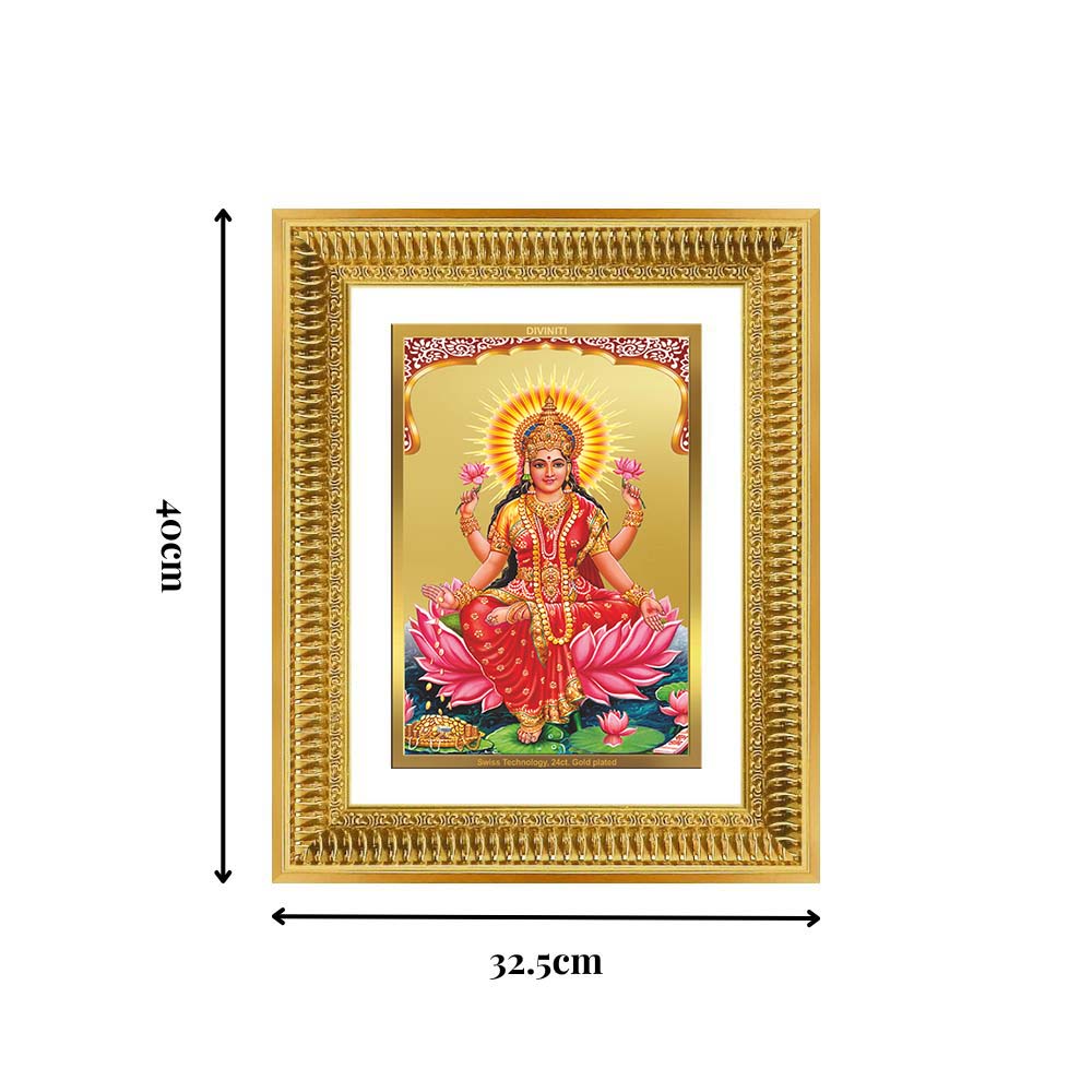 Diviniti 24K Gold Plated Lakshmi (Classic) Divine Wall Frame for Home Mandir & Office Decor | Luxury Spiritual Gift