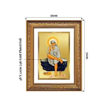 Sai Baba of Shirdi | Saint of Faith & Compassion Wall Mount Photo Frame in 24K Gold Plated Foil