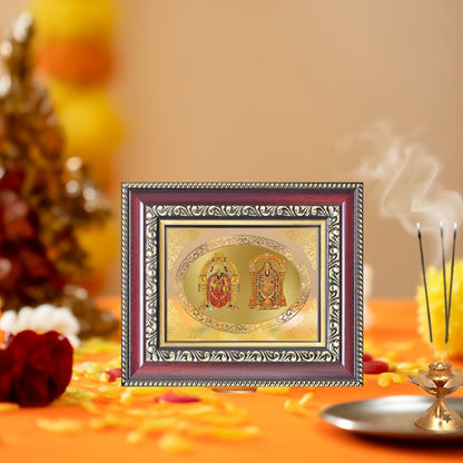Diviniti 24K Gold Plated Padmavati And Balaji |Divine Table Top Royal Photo Frame for Home Mandir & Office Decor | Luxury Spiritual Gift