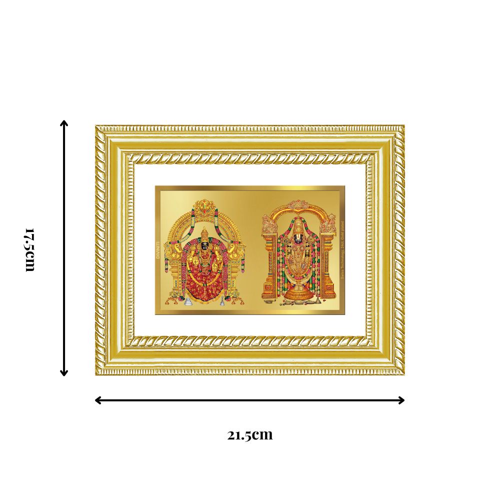 Diviniti 24K Gold Plated Padmavati And Balaji (Classic) Divine Wall and Table Top Frame for Home Mandir & Office Decor | Luxury Spiritual Gift