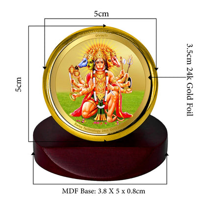 Panchmukhi Hanuman | Five-Faced Hanuman Car Dashboard Frame in 24K Gold Plated Foil