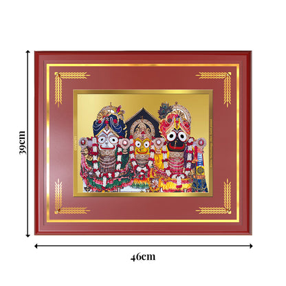 Diviniti Jagannath Subhadra Balabhadra Wall Photo Frame in 24K Gold Plated Foil – Divine Trinity, Protection & Spiritual Bliss