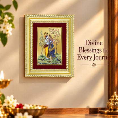 24K Gold-Plated Radha Krishna with Peacock Frame | Premium Gift Box | 21.5x17.5 CM