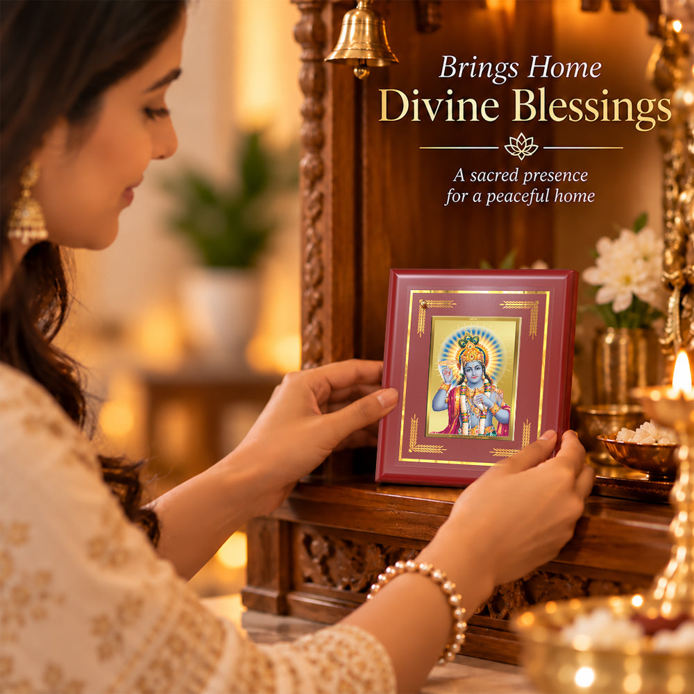 24K Gold-Plated Lord Vishnu MDF Frame | Premium Gift Box | 13.5x16 CM