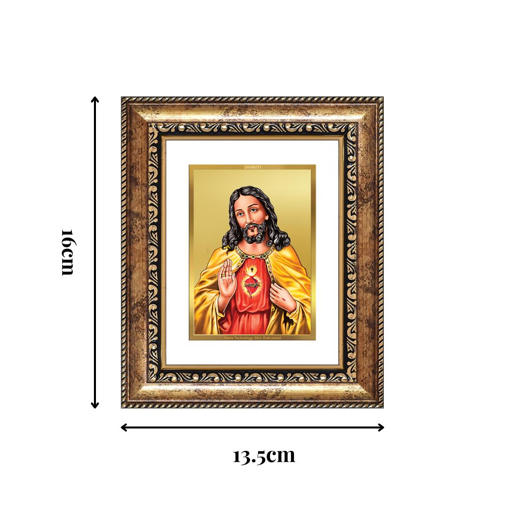 Diviniti 24K Gold Plated Jesus Christ Divine Table Top Frame for Home Mandir & Office Decor | Luxury Spiritual Gift