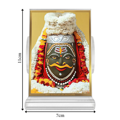 Mahakaleshwar Shiv Car Dashboard Frame | 24K Gold Plated Foil Religious Idol Photo Frame for Car, Home & Office | Mahakal Spiritual Decor for Protection, Positivity & Blessings