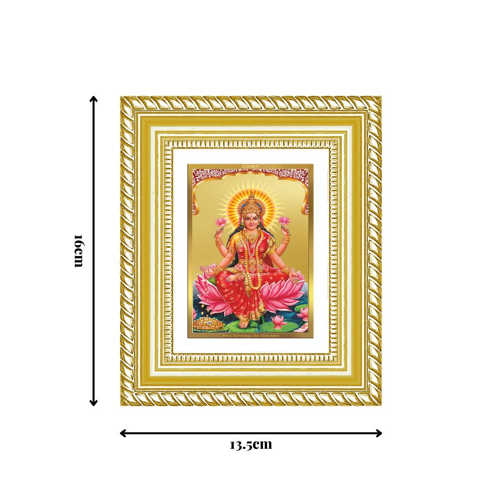 Diviniti 24K Gold Plated Lakshmi Divine Table Top Frame for Home Mandir & Office Decor | Luxury Spiritual Gift