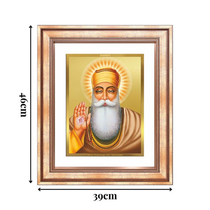 Diviniti 24K Gold Plated Guru Nanak Dev Ji (Classic) Sacred Sikh Wall Frame for Home Decor & Office Ambiance | Premium Spiritual Gift