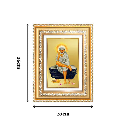 Diviniti 24K Gold Plated Sai Baba (Classic) Divine Wall Frame for Home Mandir & Office Decor | Luxury Spiritual Gift
