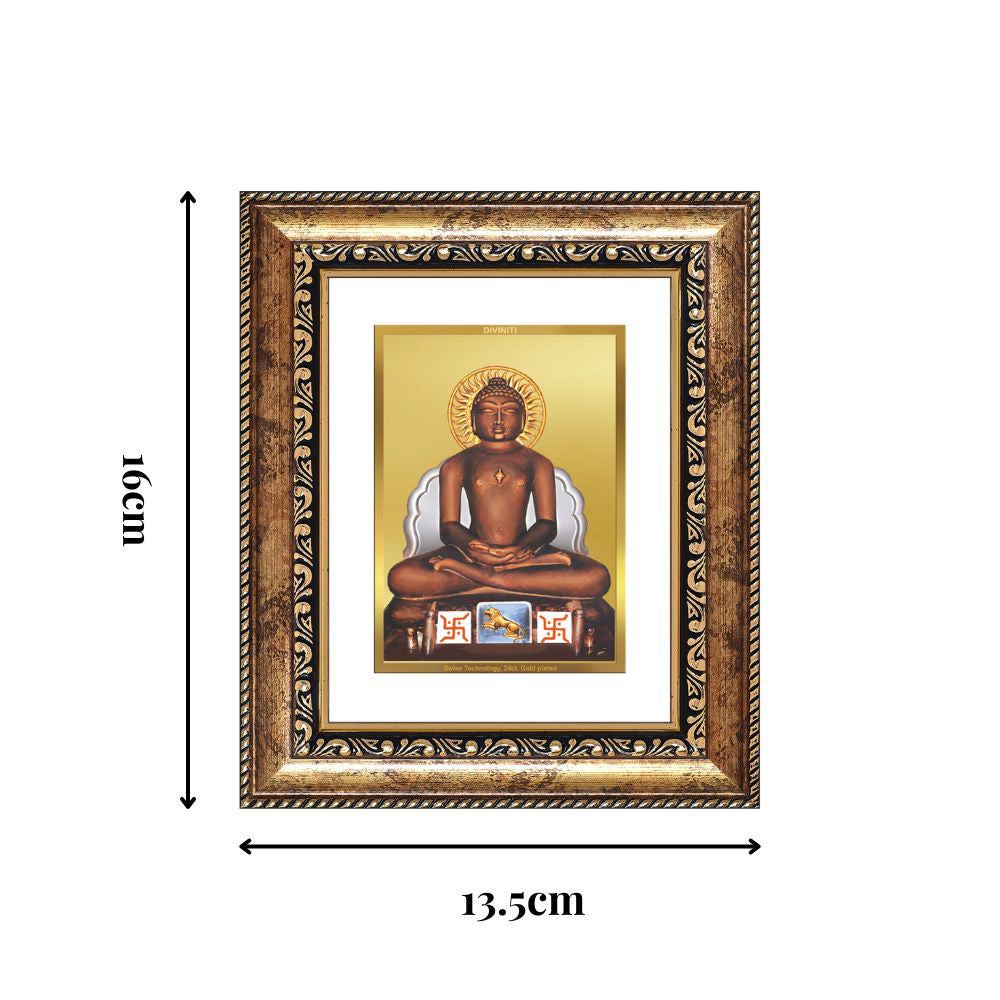 Diviniti 24K Gold Plated Mahavir Divine Table Top Frame for Home Mandir & Office Decor | Luxury Spiritual Gift