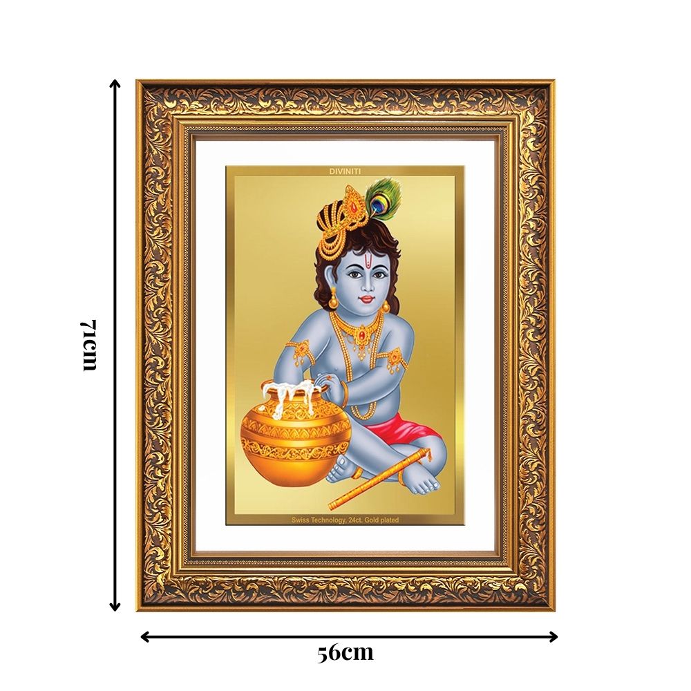 Diviniti 24K Gold Plated Bal Gopal Divine Wall Frame for Home Mandir & Office Decor | Luxury Spiritual Gift