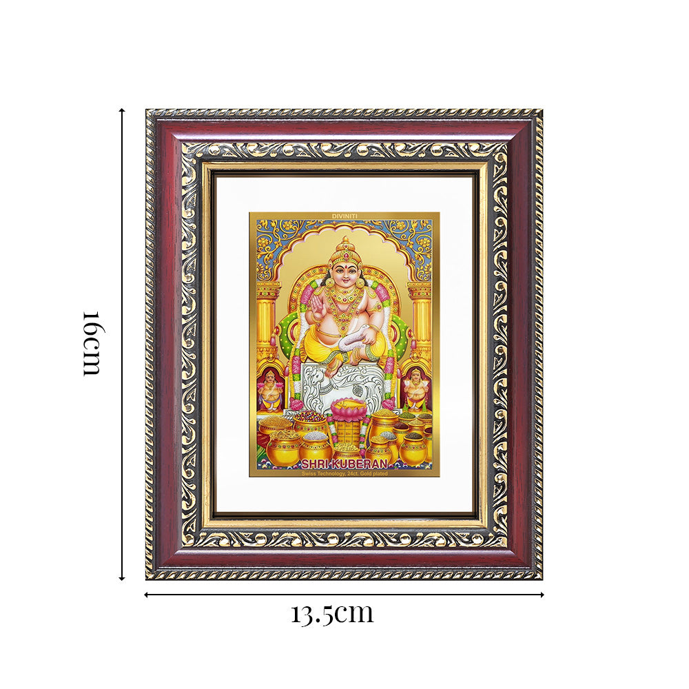 Diviniti 24K Gold Plated Kuber (Classic) Divine Table Top Frame for Home Mandir & Office Decor | Luxury Spiritual Gift