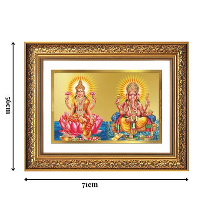 Diviniti 24K Gold Plated Lakshmi Ganesha (Classic) Divine Wall Frame for Home Mandir & Office Decor | Luxury Spiritual Gift