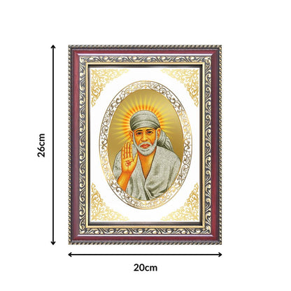Sai Baba Blessing Form | Divine Shirdi Wall & Tabletop Royal Photo Frame in 24K Gold Plated Foil