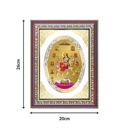 Nav Durga | Nine Forms of Goddess Durga Wall & Tabletop Royal Photo Frame in 24K Gold Plated Foil