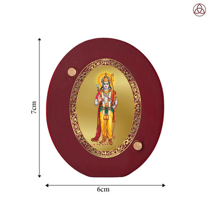 Ram Ji Car Dashboard & Tabletop Photo Frame, 24K gold-plated, 7x6 cm, intricate design.