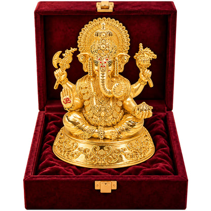 24K Gold-Plated Lord Ganesha Idol | Premium Gift Box | 14.5x11.5 CM