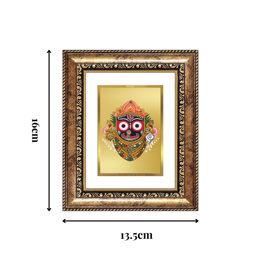 Diviniti 24K Gold Plated Jagannath Divine Table Top Frame for Home Mandir & Office Decor | Luxury Spiritual Gift