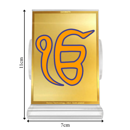 Ik Onkar | Divine Sikh Symbol Car Dashboard & Tabletop Photo Frame in 24K Gold Plated Foil (ACF 3)