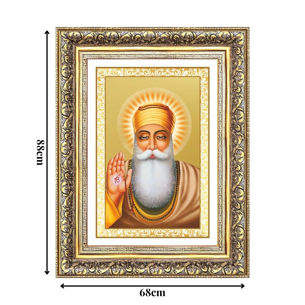 Diviniti 24K Gold Plated Guru Nanak Dev Ji (Classic) Sacred Sikh Wall Frame for Home Decor & Office Ambiance | Premium Spiritual Gift