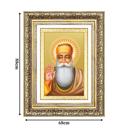 Diviniti 24K Gold Plated Guru Nanak Dev Ji (Classic) Sacred Sikh Wall Frame for Home Decor & Office Ambiance | Premium Spiritual Gift
