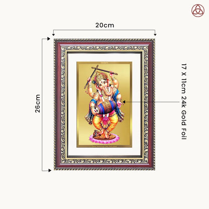 Dancing Ganesha | Nritya Ganapati Wall & Tabletop Photo Frame in 24K Gold Plated Foil
