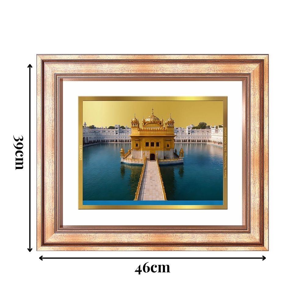 Diviniti 24K Gold Plated Golden Temple (Classic) Divine Wall Frame for Home Mandir & Office Decor | Luxury Spiritual Gift