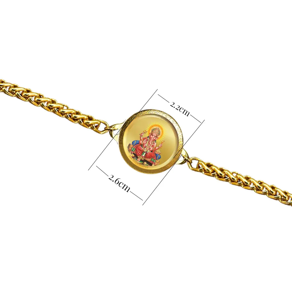 24K Gold Plated 18MM Lord Ganesha Bracelet – Divine Blessings & Spiritual Protection