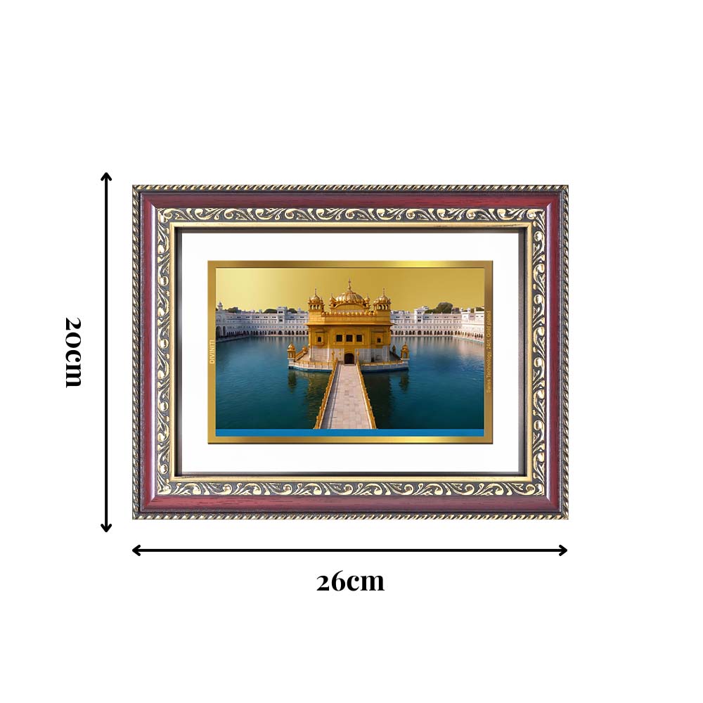 Diviniti 24K Gold Plated Golden Temple (Classic) Divine Wall Frame for Home Mandir & Office Decor | Luxury Spiritual Gift