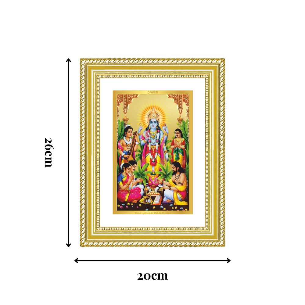 Diviniti 24K Gold Plated Satyanarayan (Classic) Divine Wall Frame for Home Mandir & Office Decor | Luxury Spiritual Gift