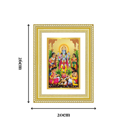 Diviniti 24K Gold Plated Satyanarayan (Classic) Divine Wall Frame for Home Mandir & Office Decor | Luxury Spiritual Gift