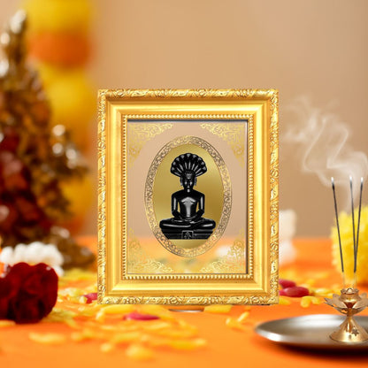 Lord Parshvanath Divine Jain Tirthankara Sacred Protection & Liberation Royal Tabletop Frame in 24K Gold Plated Foil