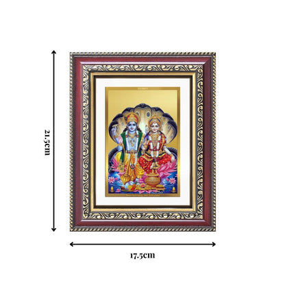 Diviniti 24K Gold Plated Vishnu Lakshmi (Classic) Divine Wall and Table Top Frame for Home Mandir & Office Decor | Luxury Spiritual Gift