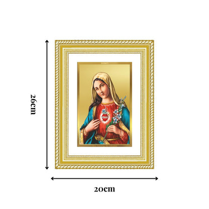 Diviniti 24K Gold Plated Mother Mary (Classic) Divine Wall Frame for Home Mandir & Office Decor | Luxury Spiritual Gift