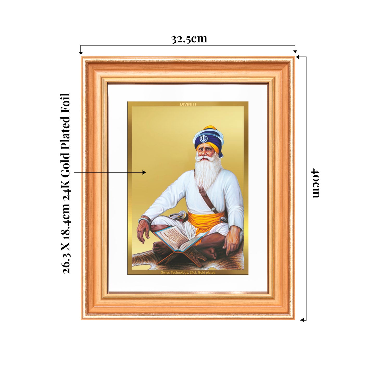 Baba Deep Singh Ji | Nihang Sikh and Martyr Wall Mount Photo Frame in 24K Gold Plated Foil