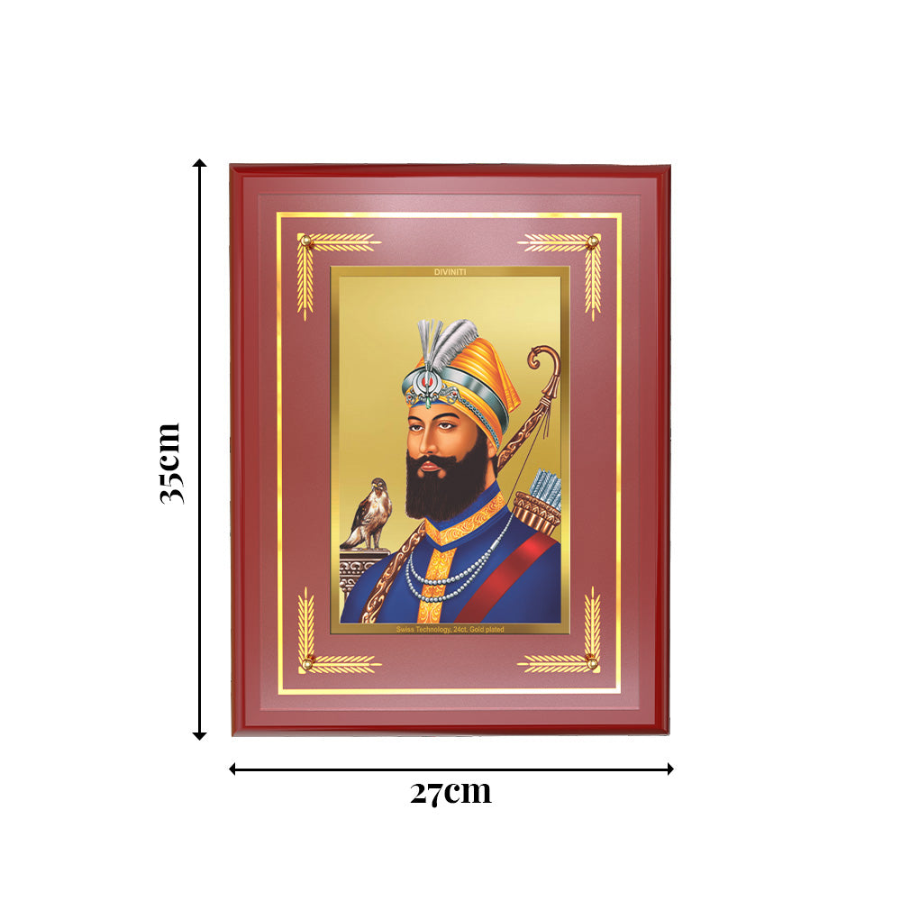 Diviniti 24K Gold Plated Guru Gobind Singh Ji Blessing Tabletop Photo Frame | Courage, Faith & Divine Grace